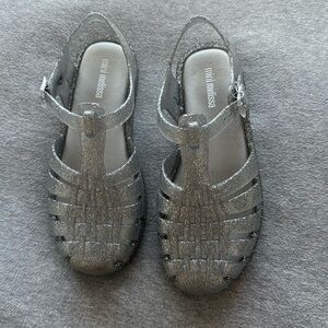 Like new * Melissa sandals * glitter & silver * waterproof bubblegum scent